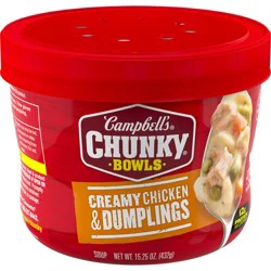 Campbell's Chunky Creamy Chicken and Dumplings Soup, 15.25 oz Bowl