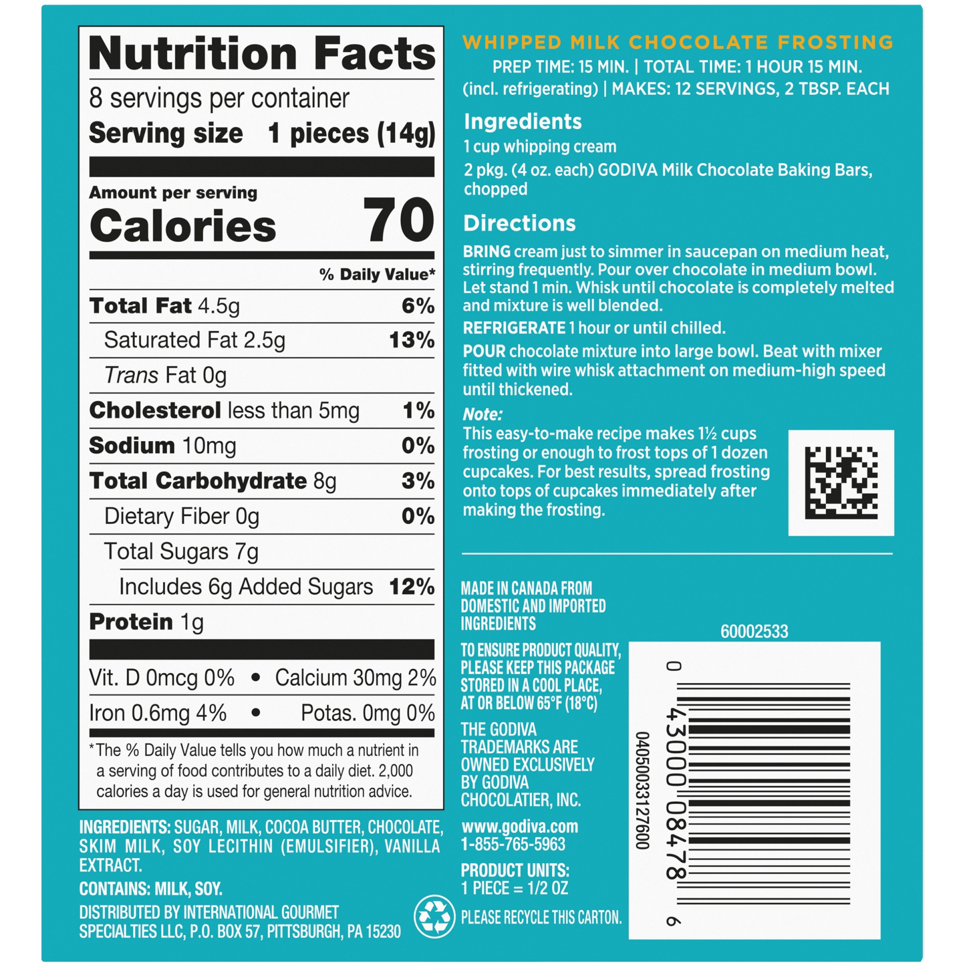 GODIVA Milk Chocolate Premium Baking Bar 4 oz Shipt