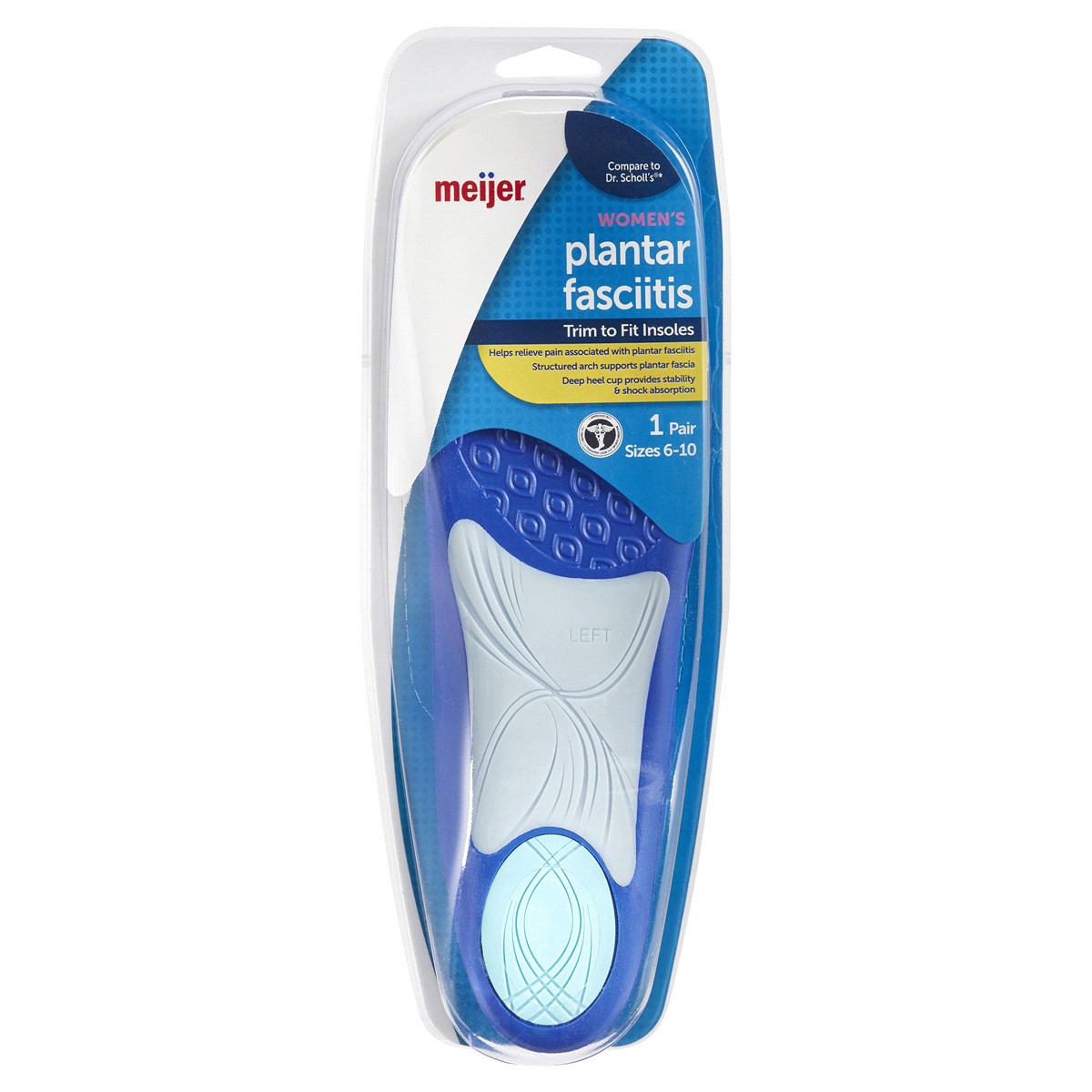 slide 1 of 5, Meijer Women's Plantar Fasciitis Insoles, 1 Pr, 1 ct