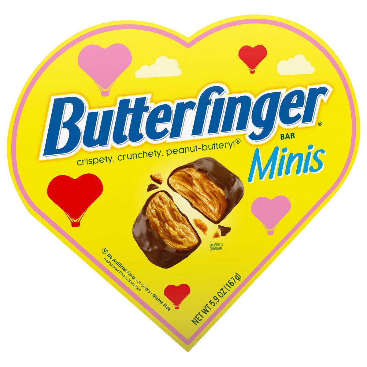slide 1 of 2, Butterfinger Minis Peanut-Buttery Chocolatey Candy Bars Valentine’s Day Heart Box, 5.9 oz