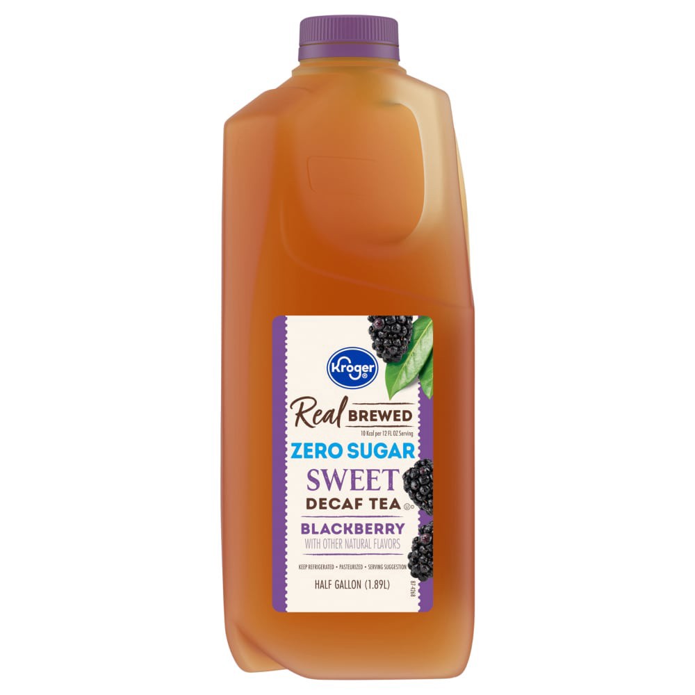 slide 1 of 1, Kroger Brewed Zero Sugar Blackberry Sweet Decaf Tea, 64 fl oz