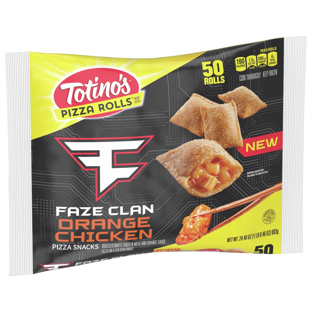 slide 6 of 9, Totino's Orange Chicken Pizza Rolls, 50 Count, 24.46 oz
