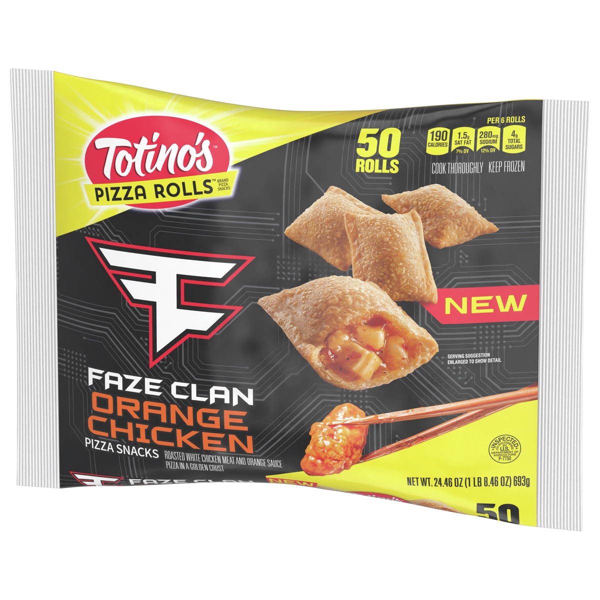 slide 2 of 9, Totino's Orange Chicken Pizza Rolls, 50 Count, 24.46 oz