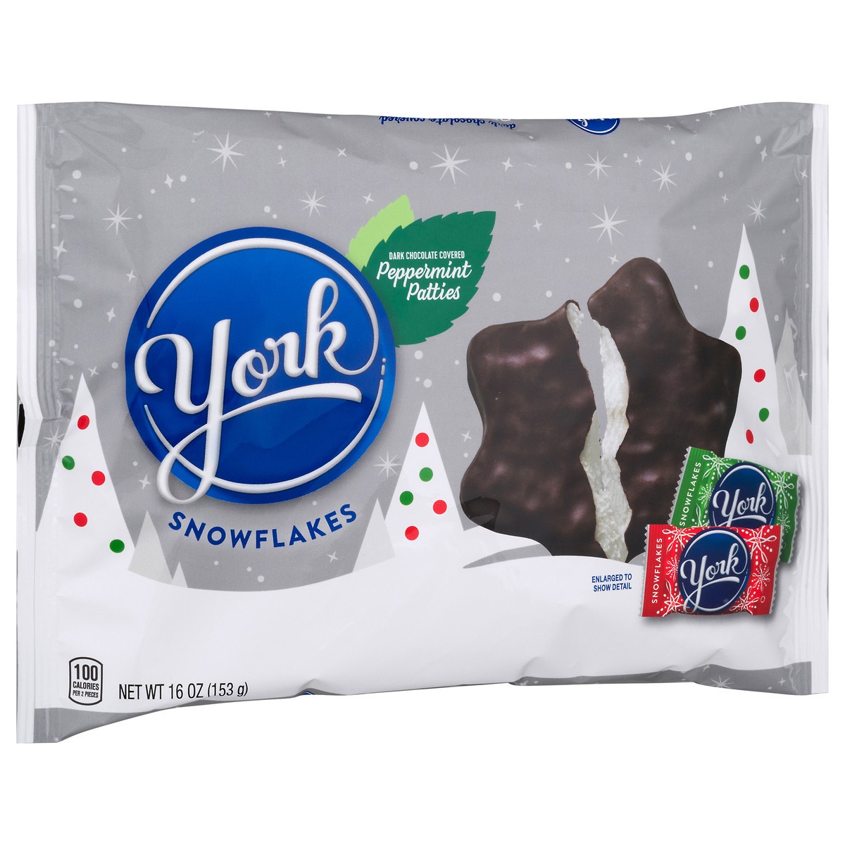 slide 10 of 11, York Dark Chocolate Peppermint Patties Snowflakes, Christmas Candy Bag, 16 oz, 16 oz