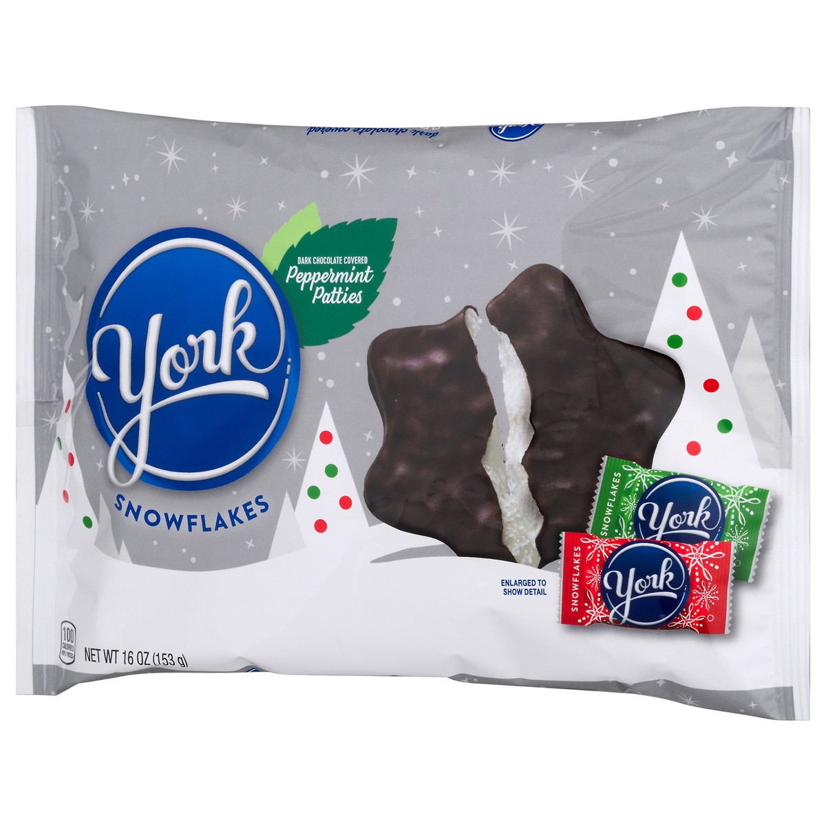 slide 9 of 11, York Dark Chocolate Peppermint Patties Snowflakes, Christmas Candy Bag, 16 oz, 16 oz