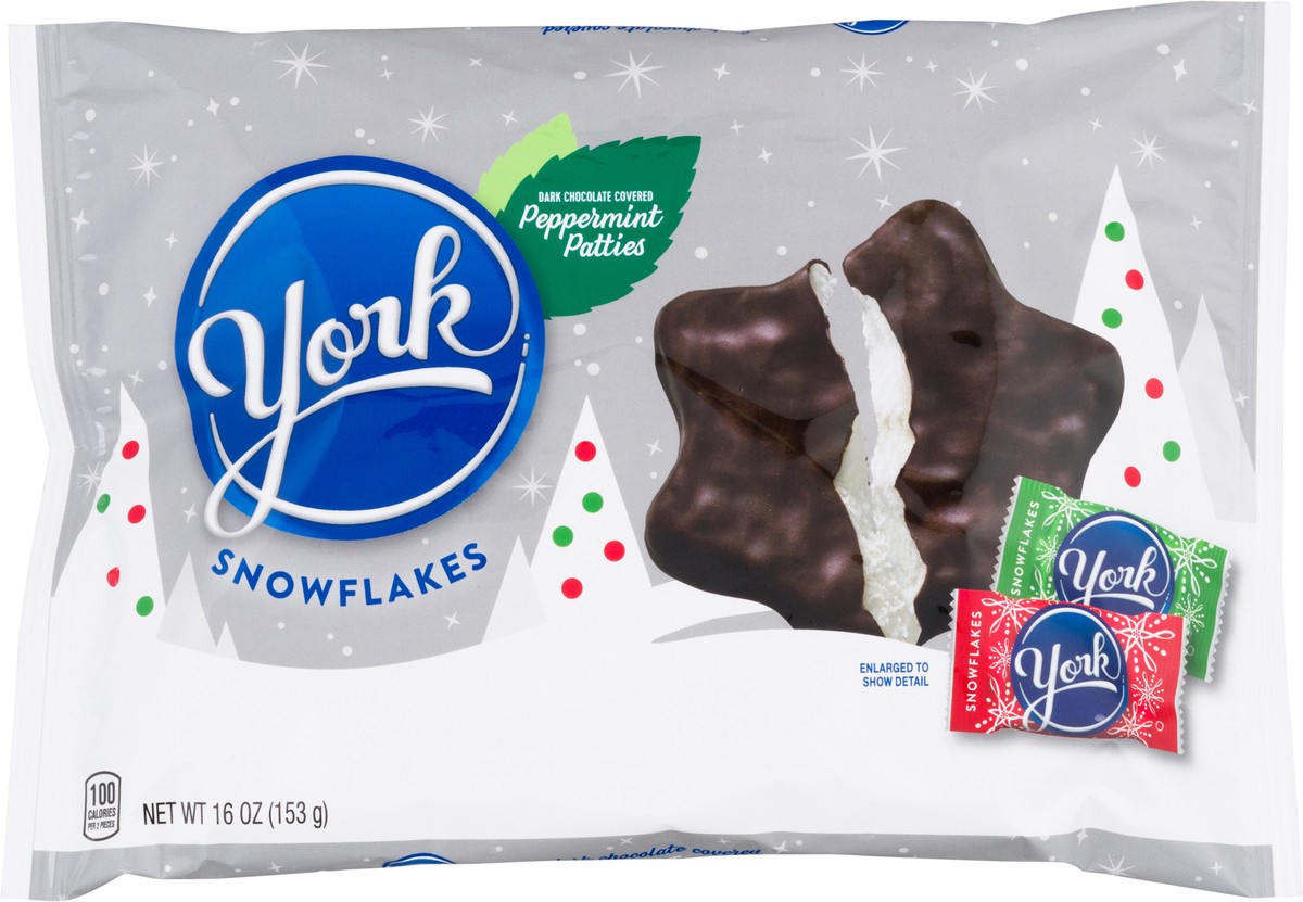 slide 6 of 11, York Dark Chocolate Peppermint Patties Snowflakes, Christmas Candy Bag, 16 oz, 16 oz