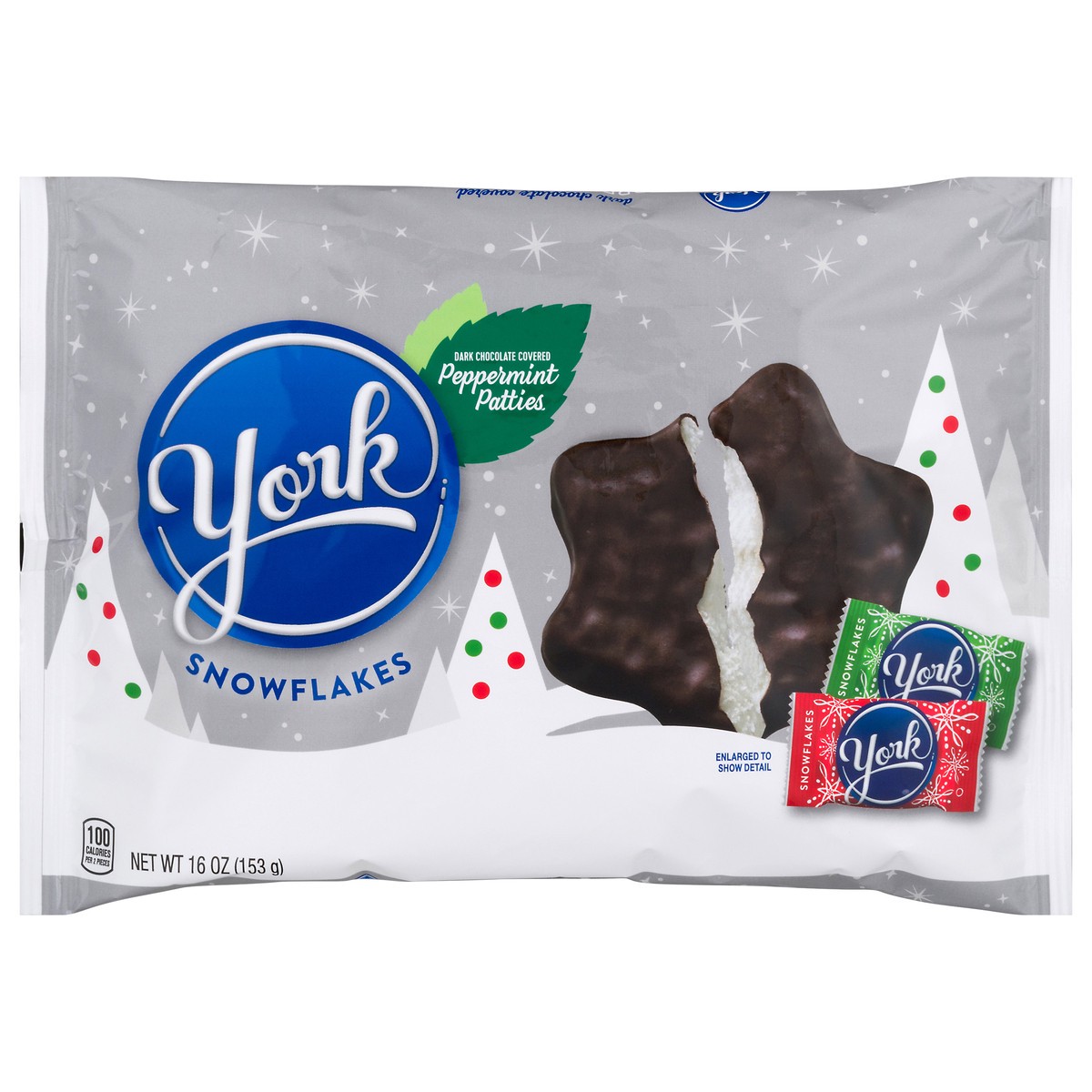 slide 3 of 11, York Dark Chocolate Peppermint Patties Snowflakes, Christmas Candy Bag, 16 oz, 16 oz