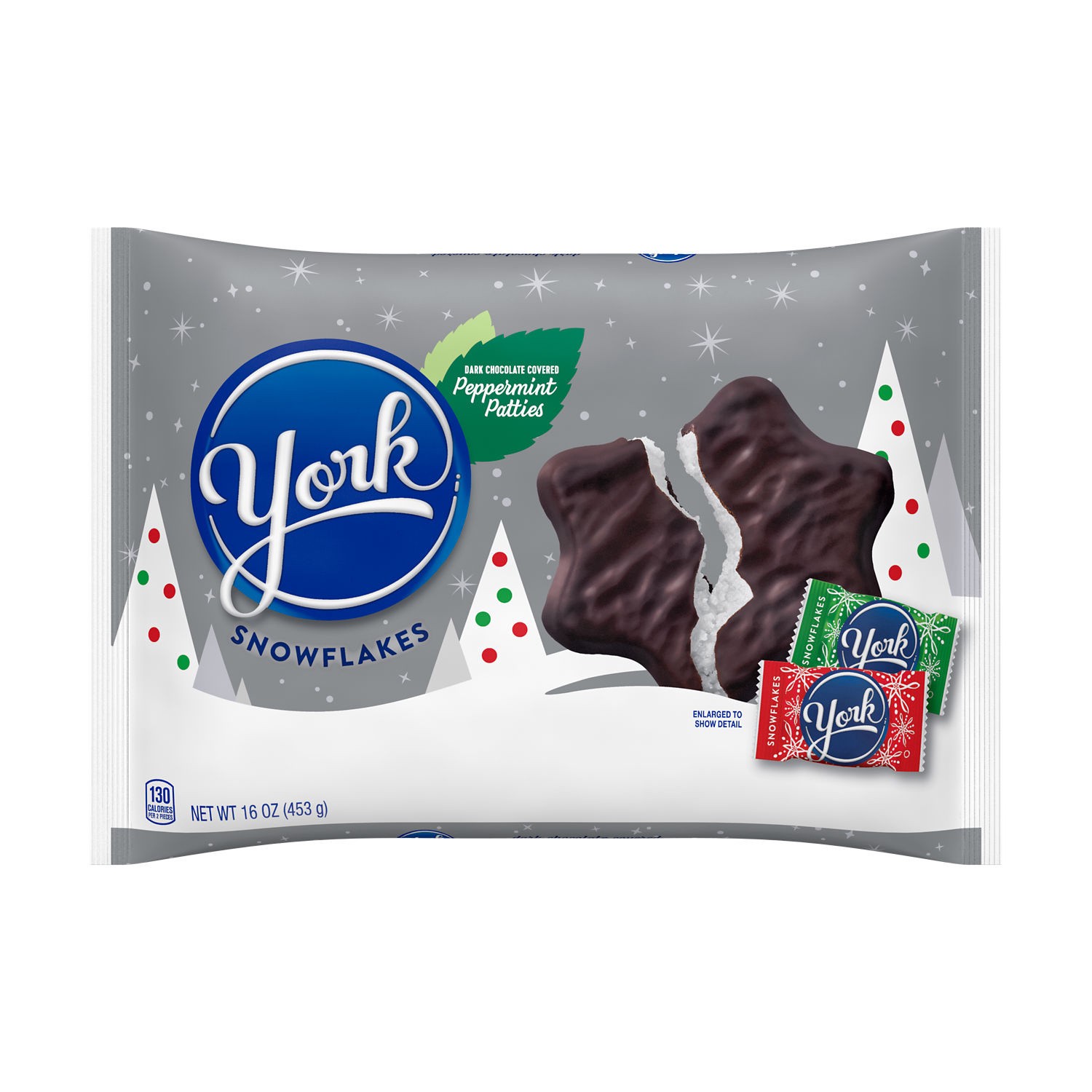 slide 1 of 11, York Dark Chocolate Peppermint Patties Snowflakes, Christmas Candy Bag, 16 oz, 16 oz