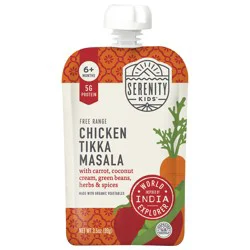 Serenity Kids Chicken Tikka Masala with Organic Vegetables Pouch, 3.5oz
