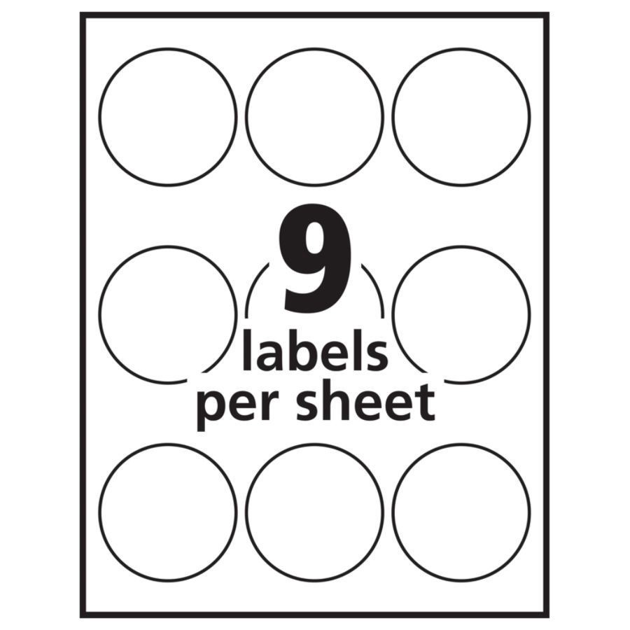 slide 3 of 10, Avery Print-To-The-Edge Water Resistant Labels, 22856, Round, White, 72 ct; 2.5 in
