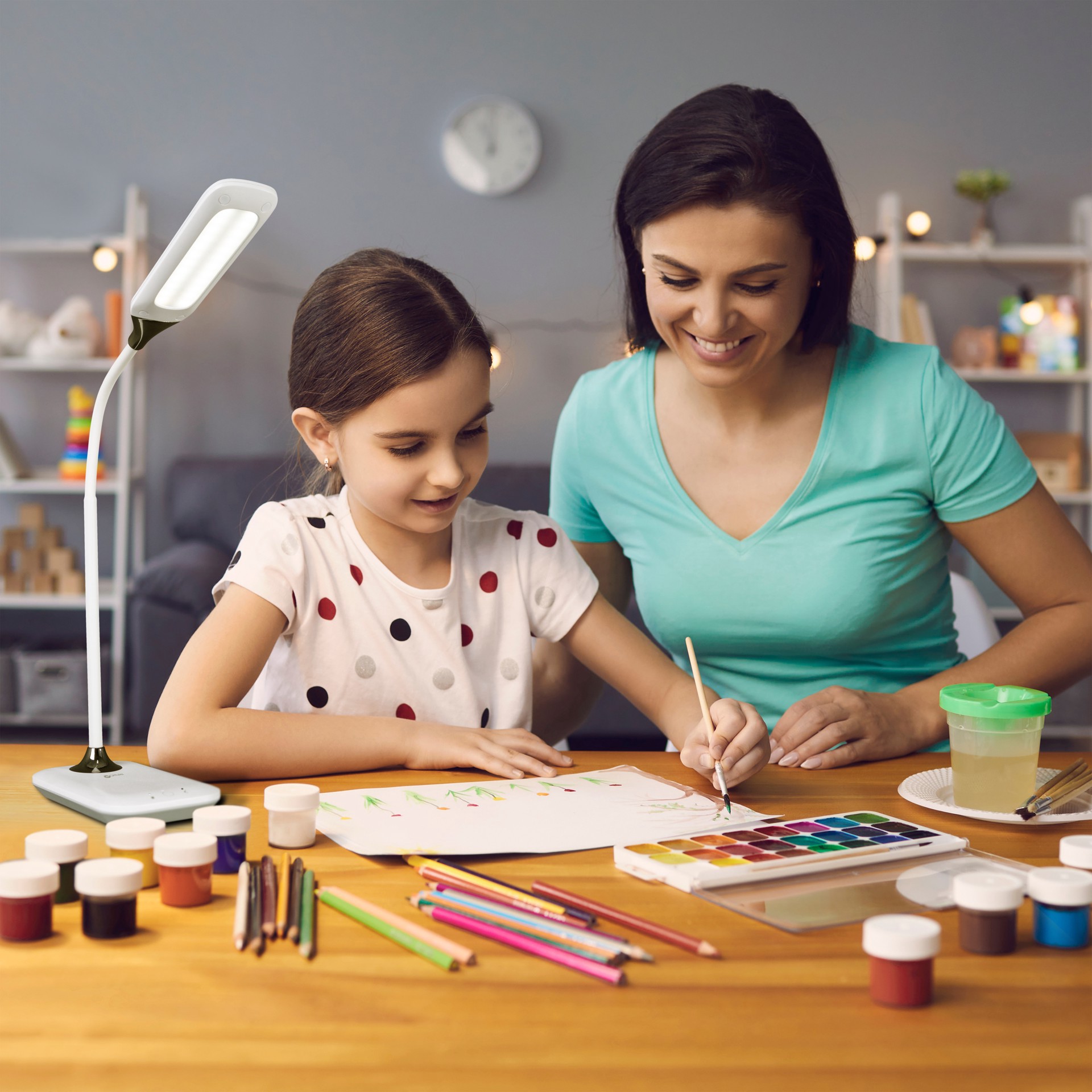 slide 3 of 9, OttLite Enhance LED Sanitizing Desk Lamp, height adjusts 11.75