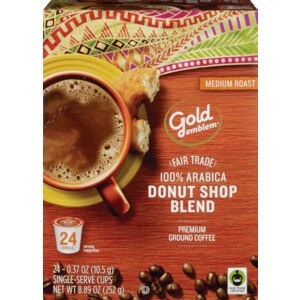 slide 1 of 1, CVS Gold Emblem Gold Emblem Fair Trade Donut Shop Blend Premium Ground Coffee Single-Serve Cups, 24 Ct, 8.89 oz