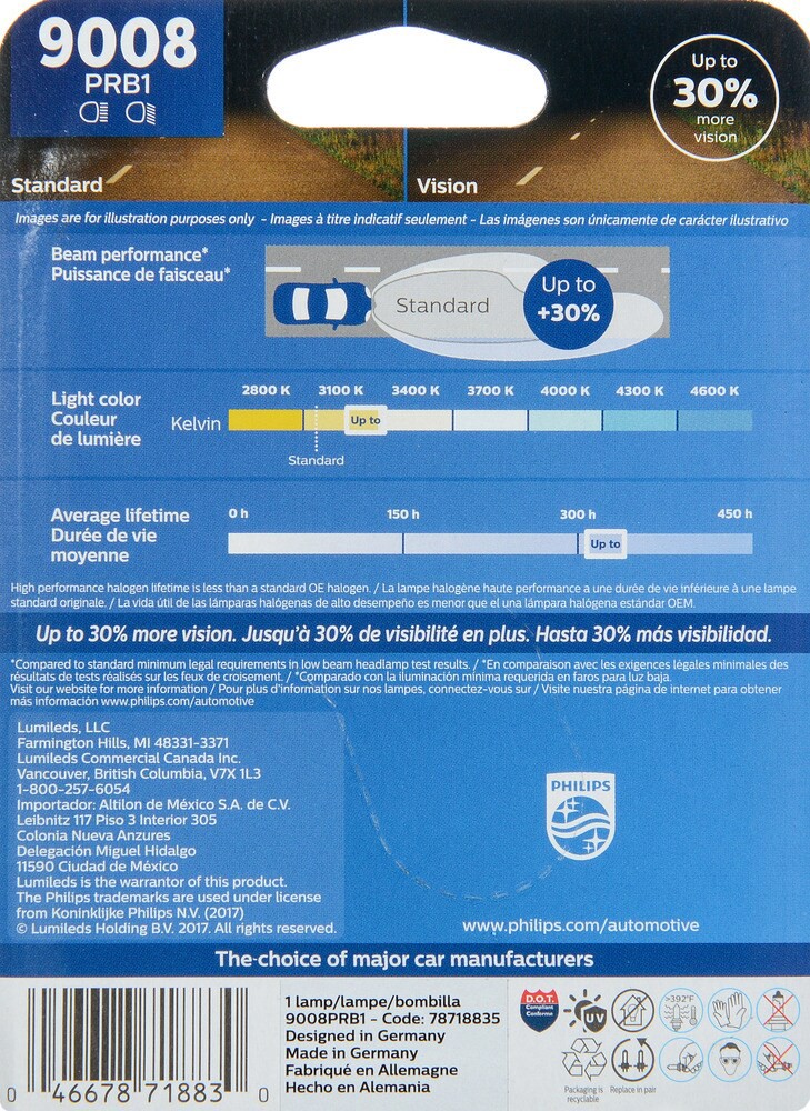 slide 2 of 2, Philips Vision Headlight 9008Prb1, 1 ct