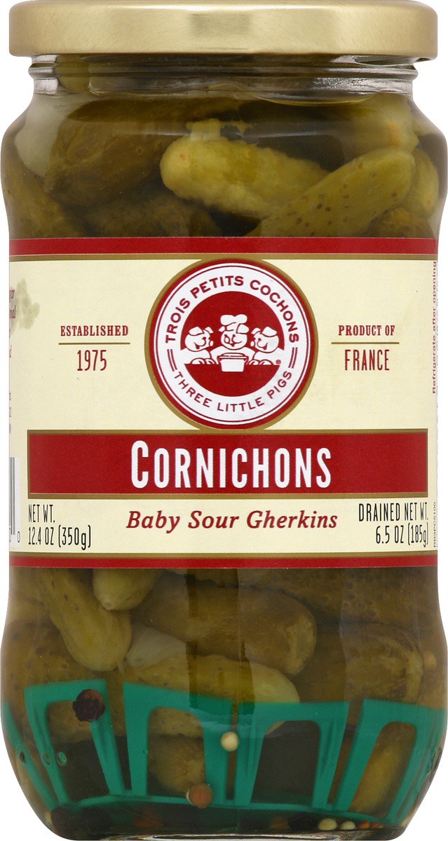 slide 2 of 2, Les Trois Petits Cochons Cornichons - Retail Jars, 12.35 oz