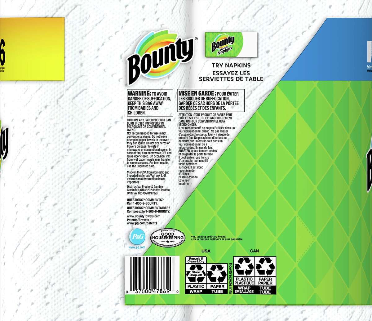 slide 5 of 6, Bounty 2-Ply White Triples Rolls Select-A-Size Paper Towels 2 ea, 2 ct