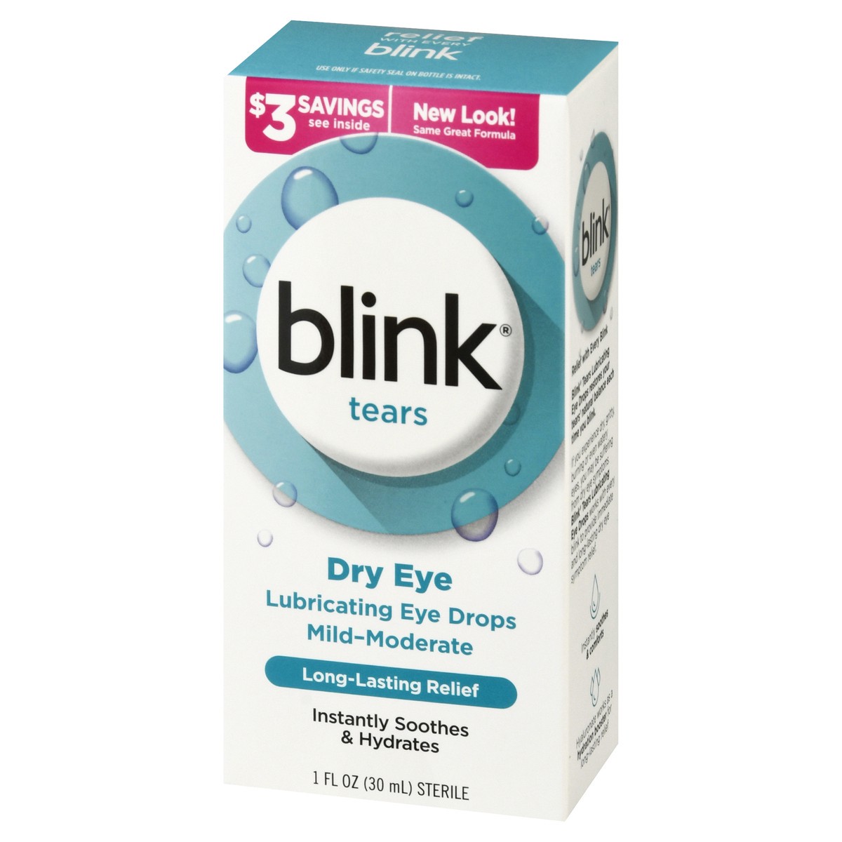 slide 3 of 9, Blink Tears Lubricating Eye Drops, Eye Care for Mild to Moderate Dry Eyes, Hyaluronate for Boosting Hydration, Moisturizing & Soothing Eye Drops for Dry Eyes, 1 fl oz (30 mL)
, 30 ml