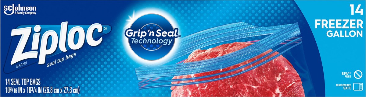 slide 1 of 8, Ziploc Gallon Freezer Bags, 14 ct