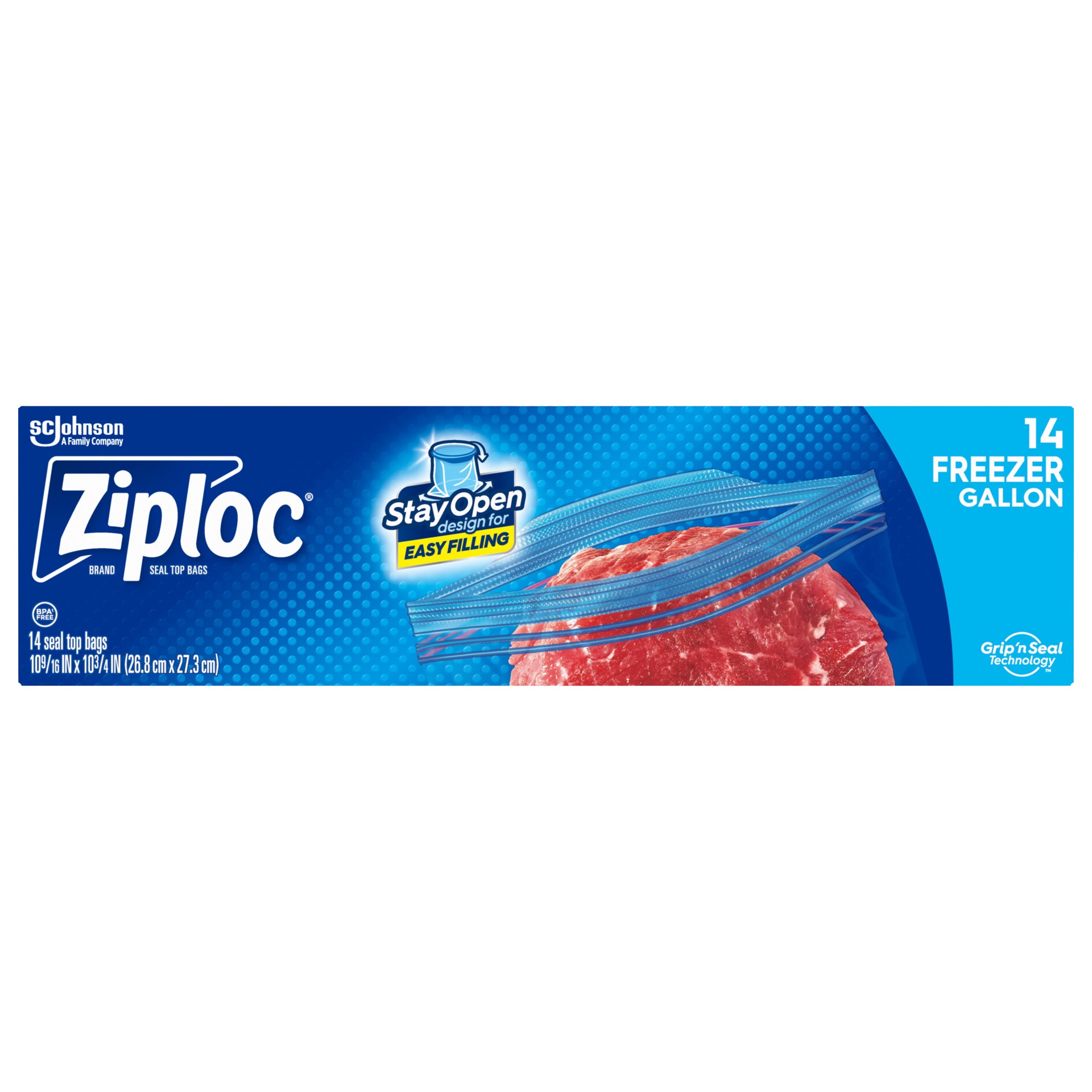 slide 1 of 8, Ziploc Gallon Freezer Bags, 14 ct