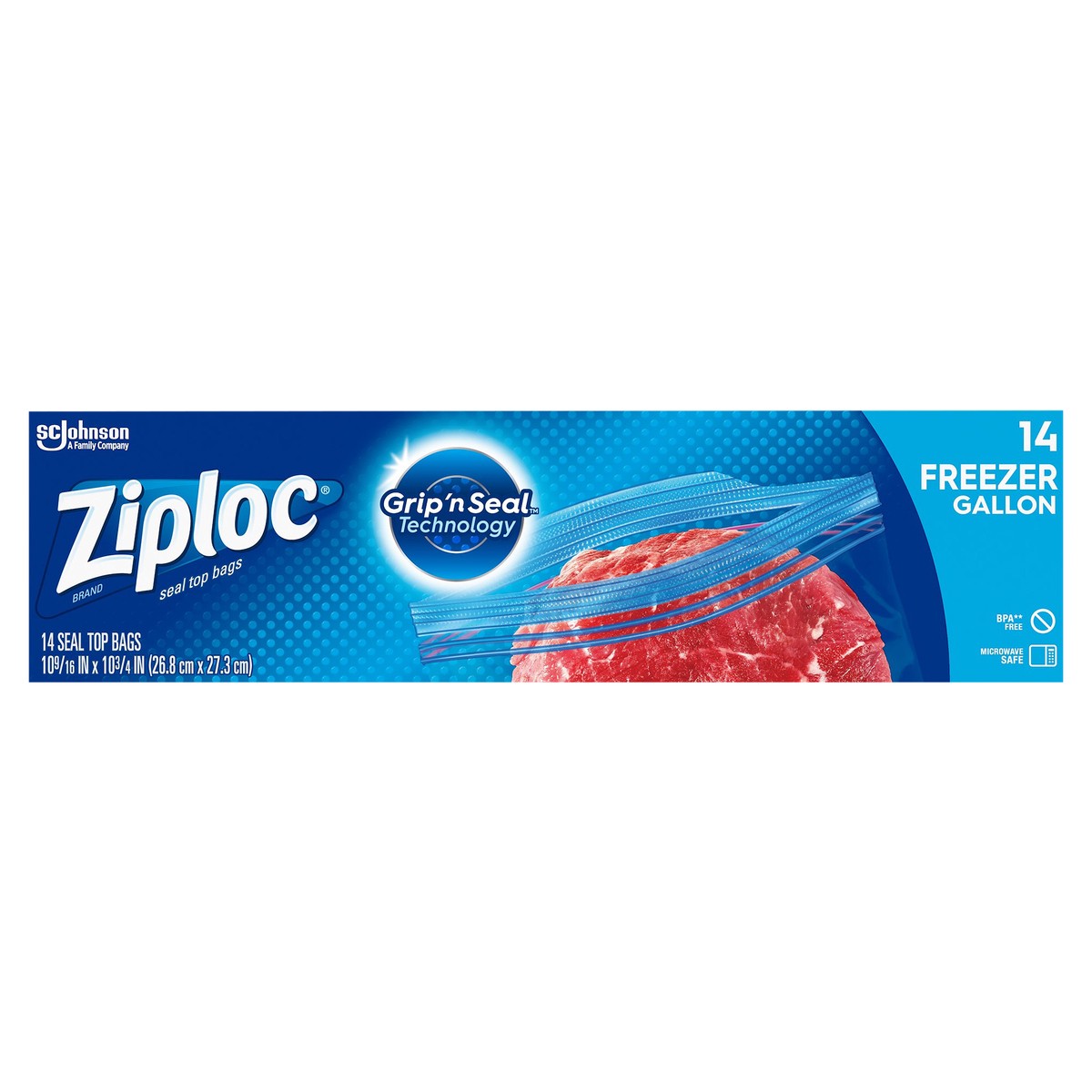 slide 1 of 8, Ziploc Gallon Freezer Bags, 14 ct