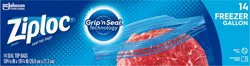 Ziploc Brand Freezer Bags with New Stay Open Design, Gallon, 14, Patented Stand-up Bottom, Easy to Fill Freezer Bag, Unloc a Free Set of Hands in the Kitchen, Microwave Safe, BPA Free