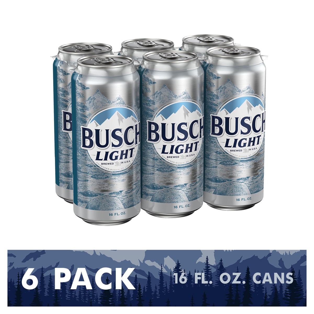slide 1 of 1, Busch Beer, 6 Pack Beer, 16 FL OZ Cans, 4.1% ABV, 6 ct; 16 fl oz