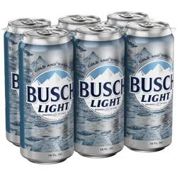 Busch Beer, 6 Pack Beer, 16 FL OZ Cans, 4.1% ABV