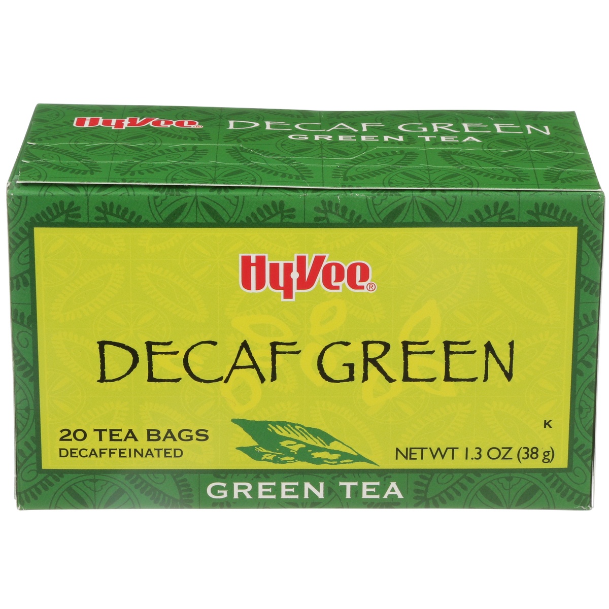 slide 1 of 1, Hy-vee Decaf Green Decaffeinated Tea Bags - 20 ct; 1.3 oz - 20 ct; 1.3 oz, 20 ct; 1.3 oz