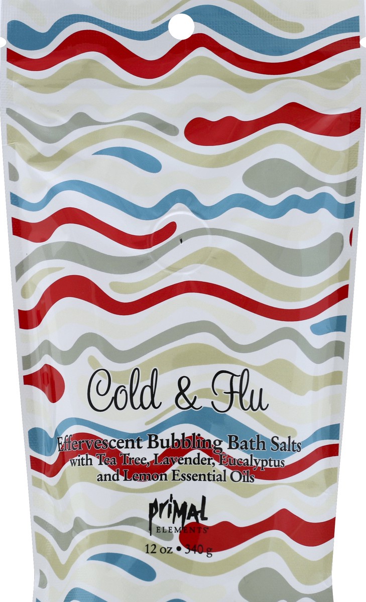 slide 2 of 2, Primal Elements Cold & Flu Effervescent Bubbling Bath Salts, 12 oz