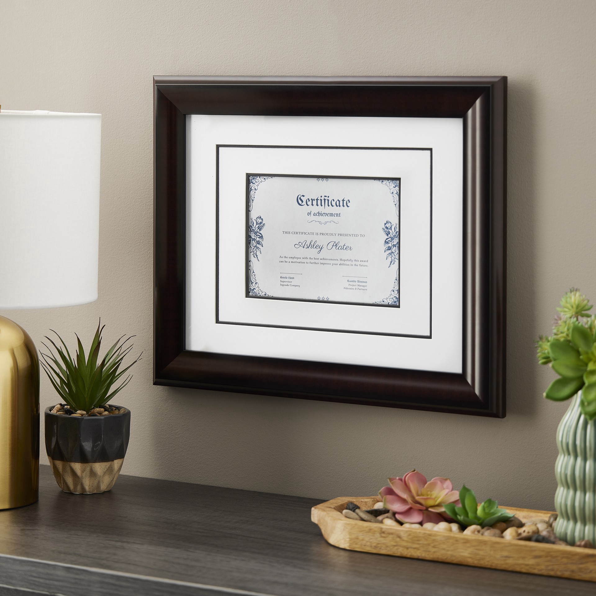 slide 3 of 3, 6" X 8" Mahogany Document Frame With Double Mat By Studio Decor, 6 in x 8 in