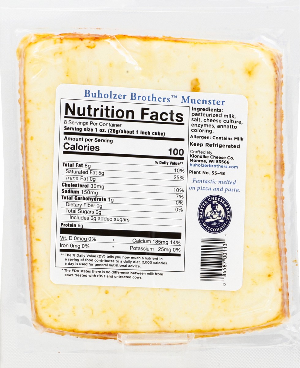 slide 10 of 13, Buholzer Brothers Mild & Creamy Muenster Cheese 8 oz, 8 oz