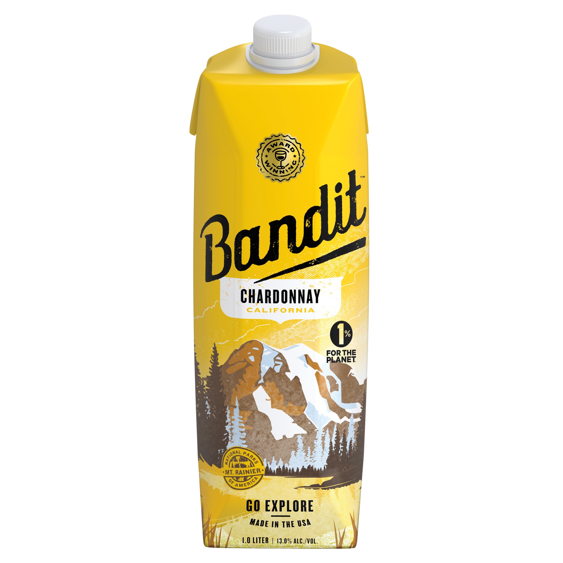 slide 1 of 4, Bandit Chardonnay California White Wine, 1 L Tetra Pak Box Wine, 13.3% ABV, 1 liter