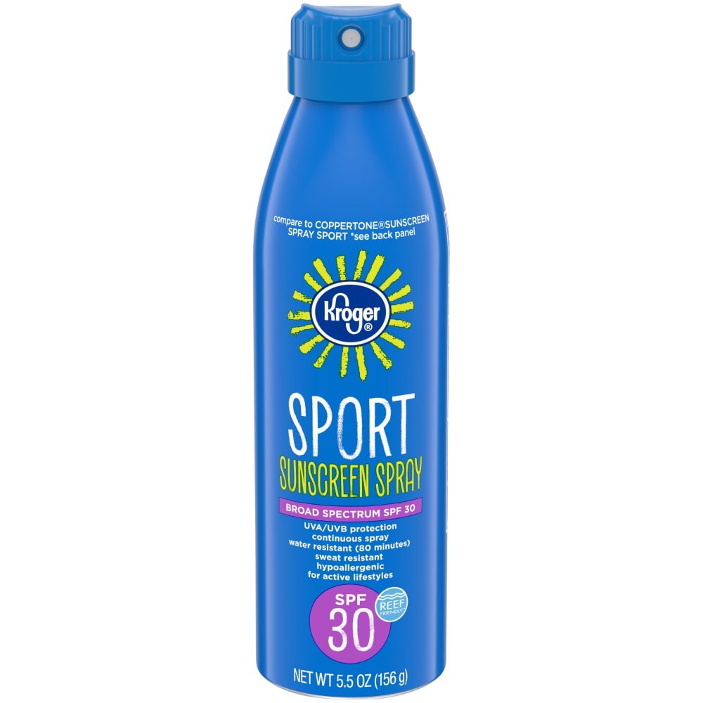 slide 1 of 4, Kroger Broad Spectrum Sport Sunscreen Spray Aerosol Can Spf 30, 5.5 oz