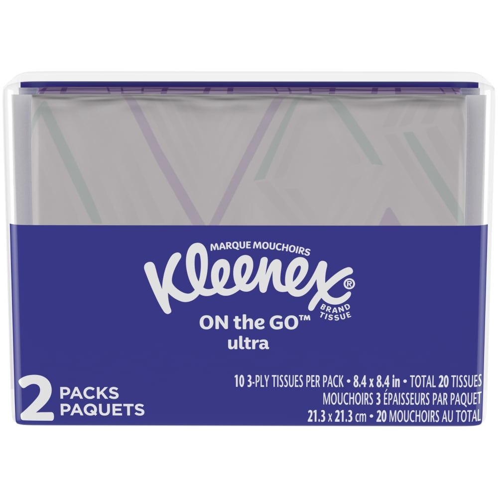 slide 1 of 1, Kleenex On The Go Ultra 3-Ply Facial Tissue Packs, 20 ct