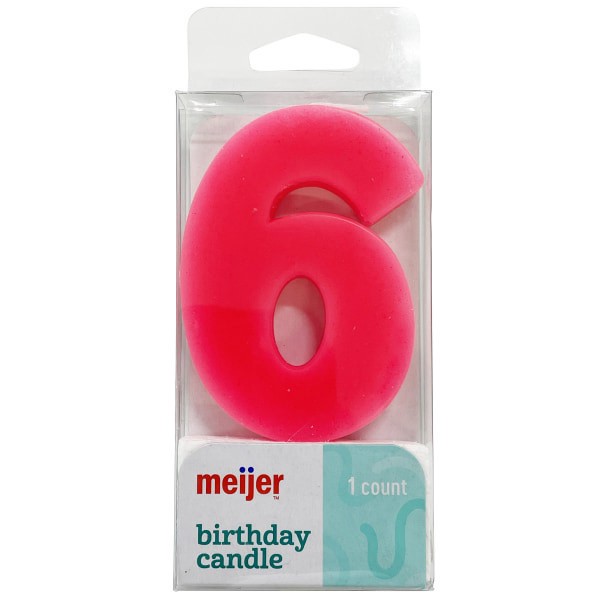 slide 12 of 13, Meijer Extra Large Birthday Candle, Number 6, Assorted Colors, 3", 1 ct