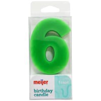 slide 11 of 13, Meijer Extra Large Birthday Candle, Number 6, Assorted Colors, 3", 1 ct