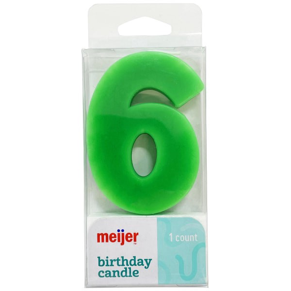 slide 2 of 13, Meijer Extra Large Birthday Candle, Number 6, Assorted Colors, 3", 1 ct