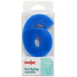 Meijer Extra Large Birthday Candle, Number 6, Assorted Colors, 3"