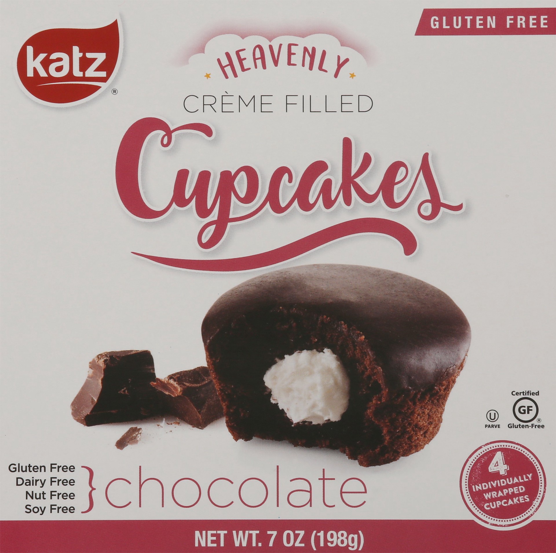 slide 1 of 3, Katz Creme Filled Cupcakes - Chocolate, 7 oz