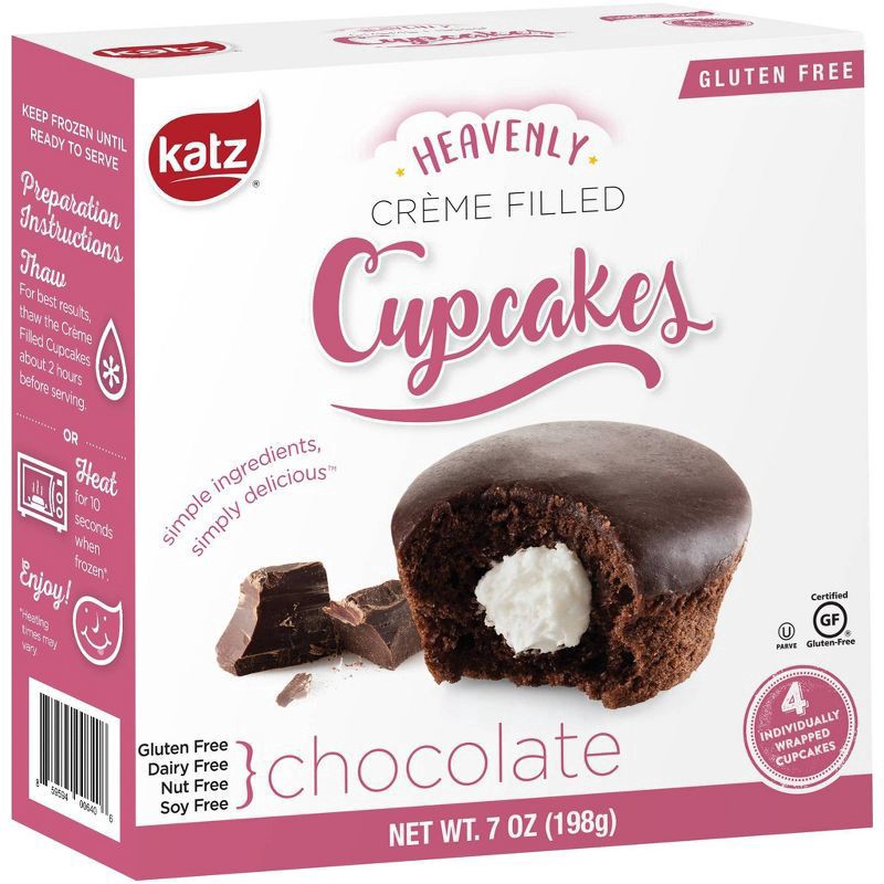 slide 1 of 3, Katz Gluten Free Creme Filled Chocolate Cupcakes, 7 oz
