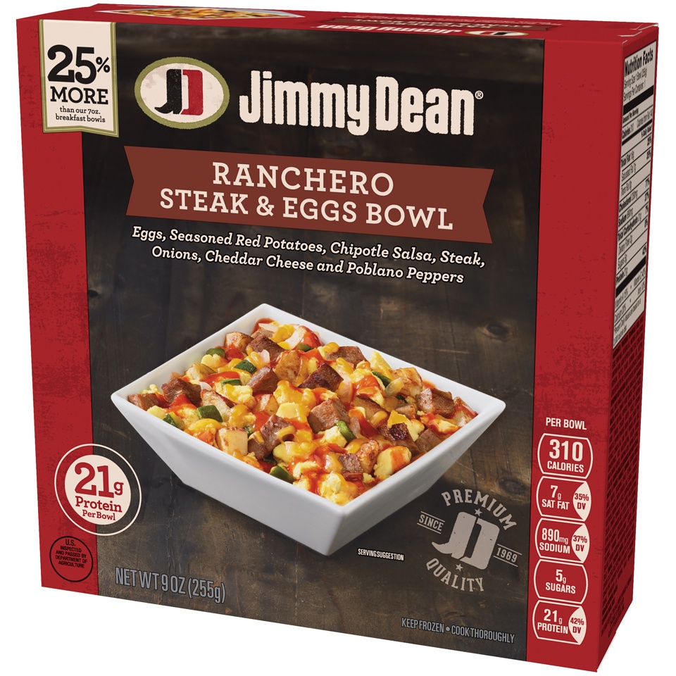 slide 4 of 6, Jimmy Dean Ranchero Steak & Egg Breakfast Bowl, 9 oz