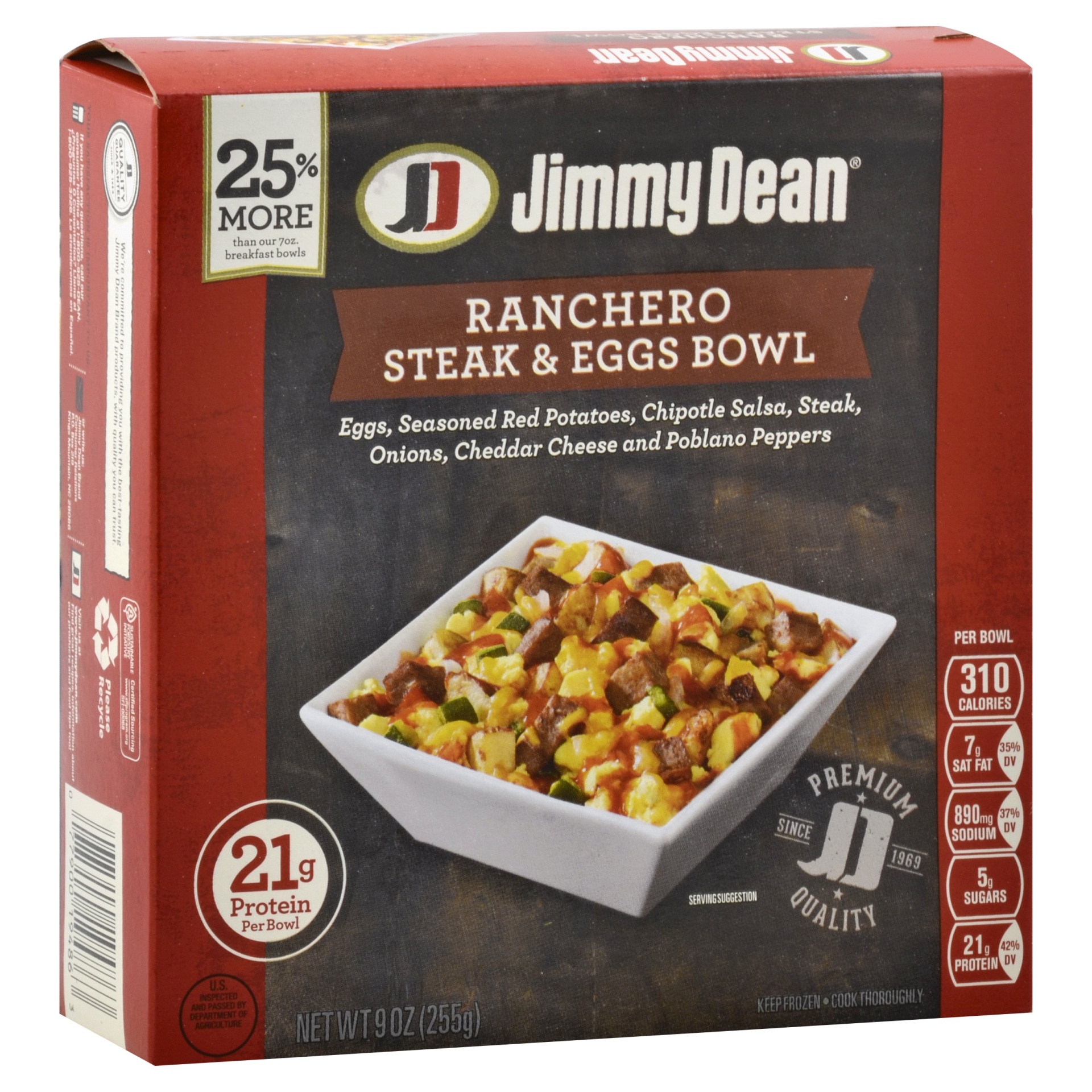 slide 1 of 6, Jimmy Dean Ranchero Steak & Egg Breakfast Bowl, 9 oz