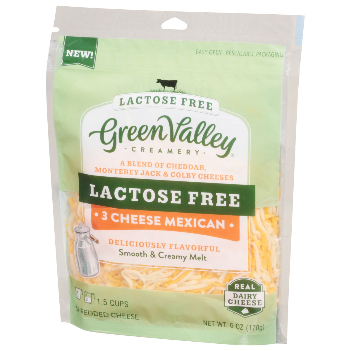 slide 5 of 9, Green Valley Organics Creamery Lactose Free 3 Cheese Mexican Shredded Cheese 6 oz, 1 ct