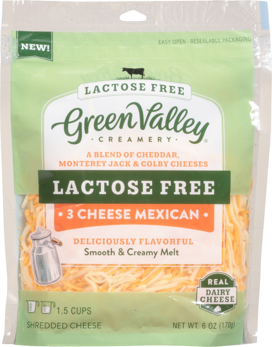 slide 4 of 9, Green Valley Organics Creamery Lactose Free 3 Cheese Mexican Shredded Cheese 6 oz, 1 ct