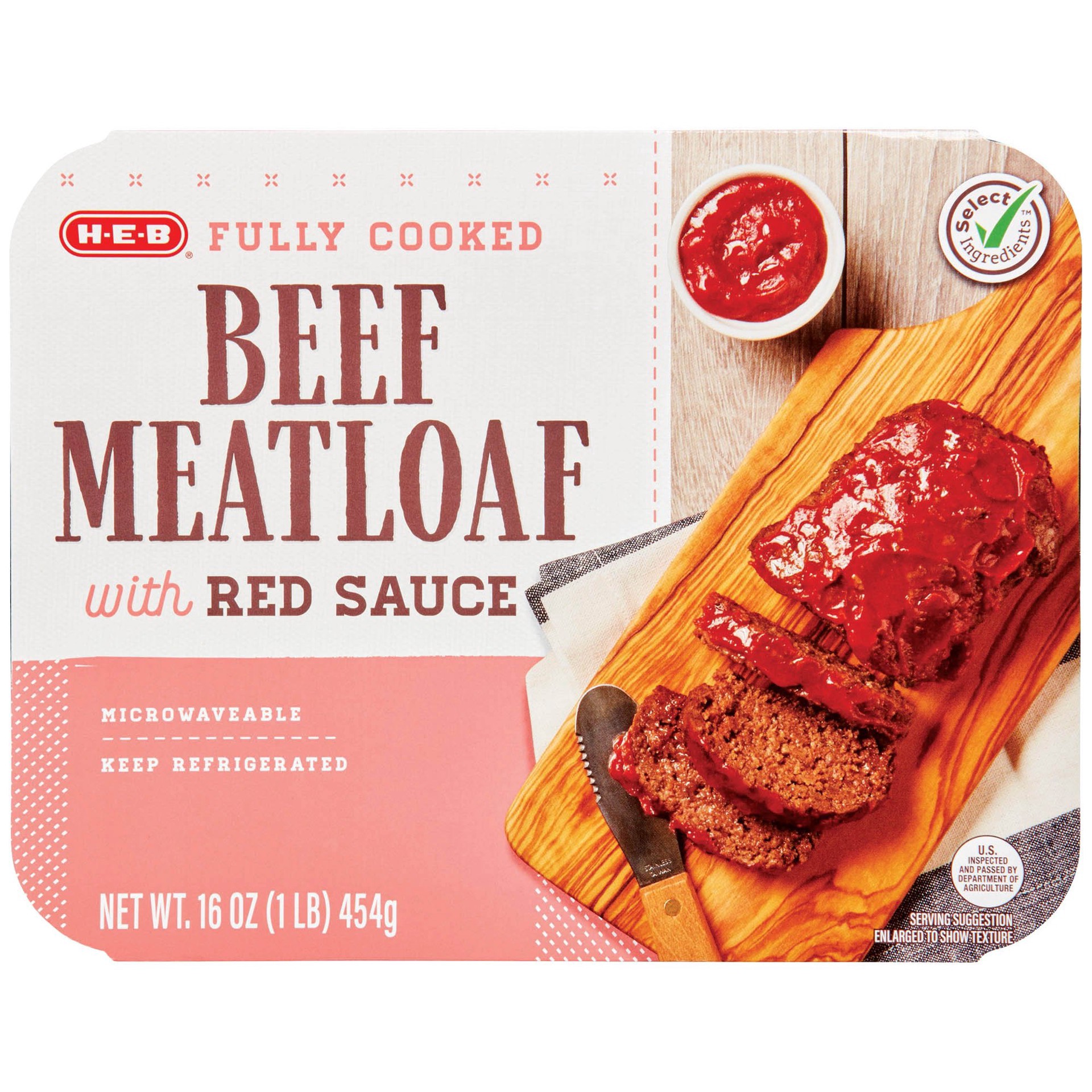 slide 1 of 1, H-E-B Fully Cooked Beef Meatloaf With Red Sauce, 16 oz
