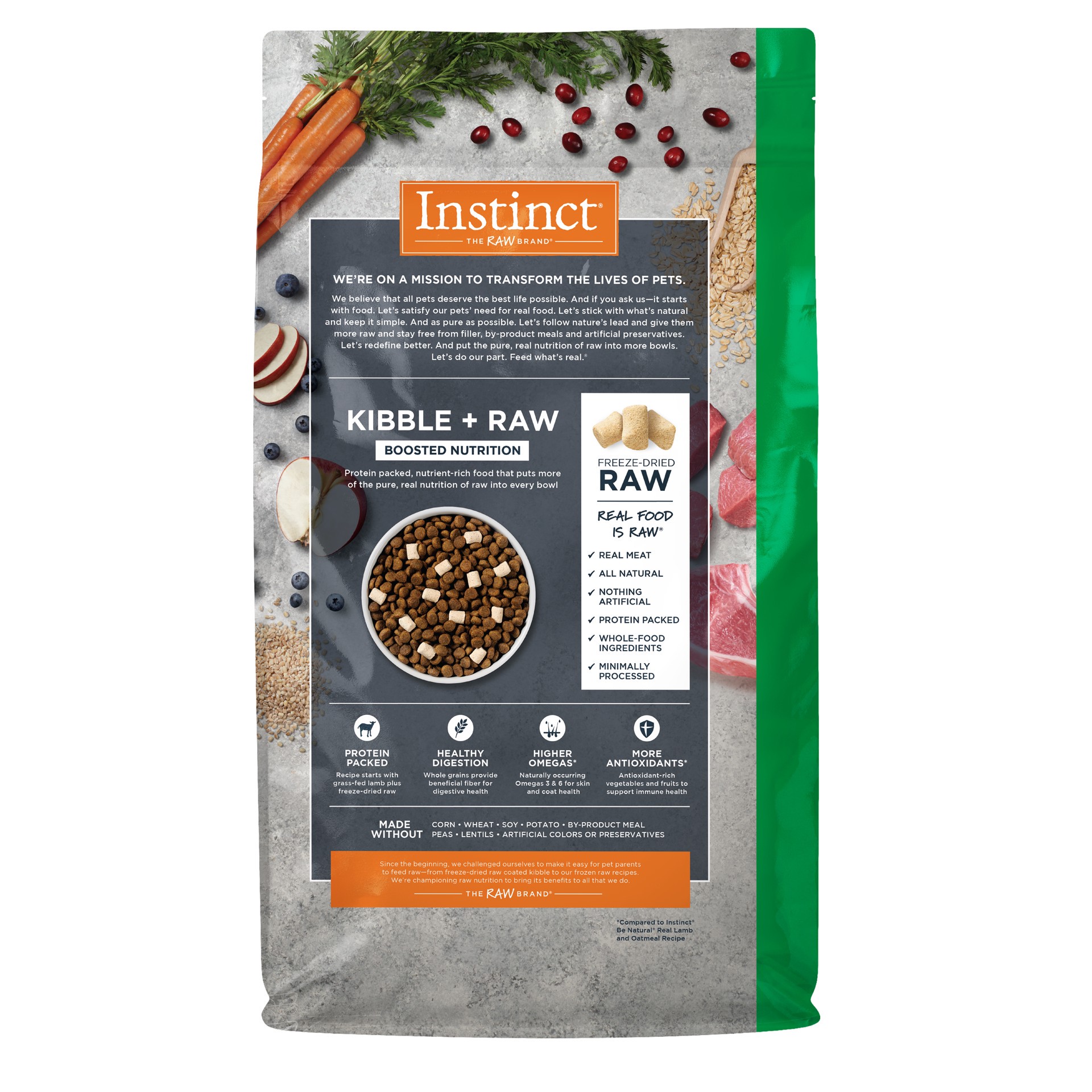 slide 5 of 10, Instinct Raw Boost Whole Grain Lamb & Oatmeal Dry Dog Food, 4.5 lb. Bag, 4.5 lb
