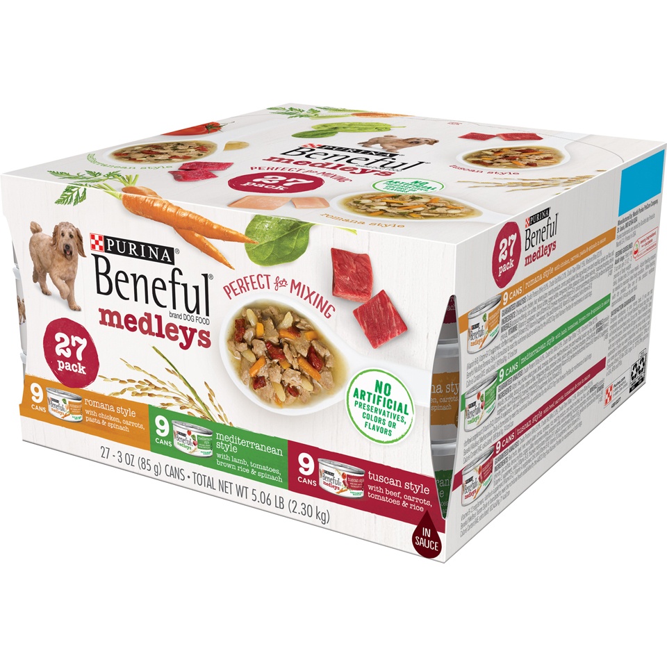 slide 3 of 6, Purina Beneful Medleys Tuscan, Romana and Mediterranean Style Adult Wet Dog Food Variety Pack, 27 ct; 3 oz