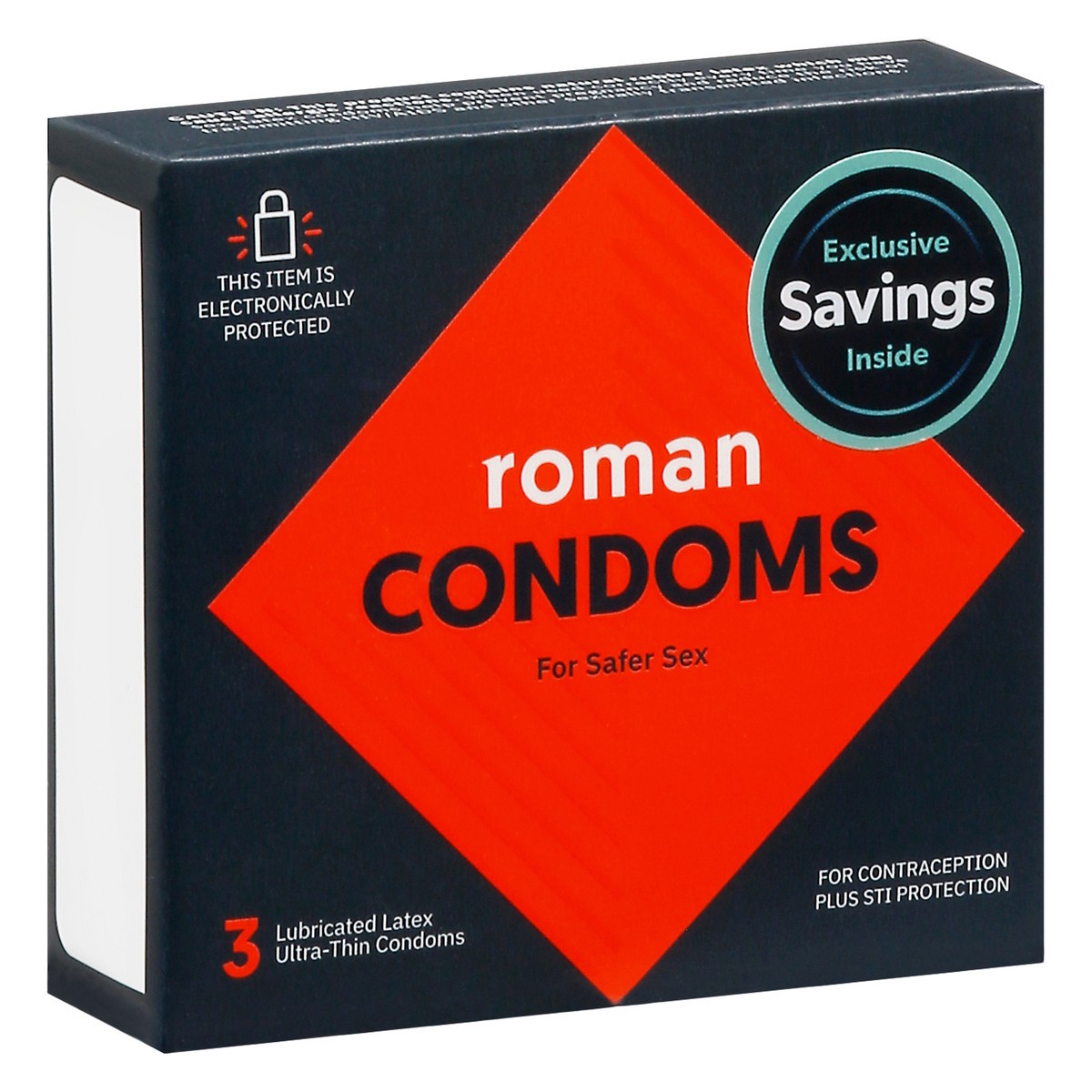 slide 7 of 9, Roman Lubricated Latex Ultra-Thin Condoms 3 ea, 3 ct