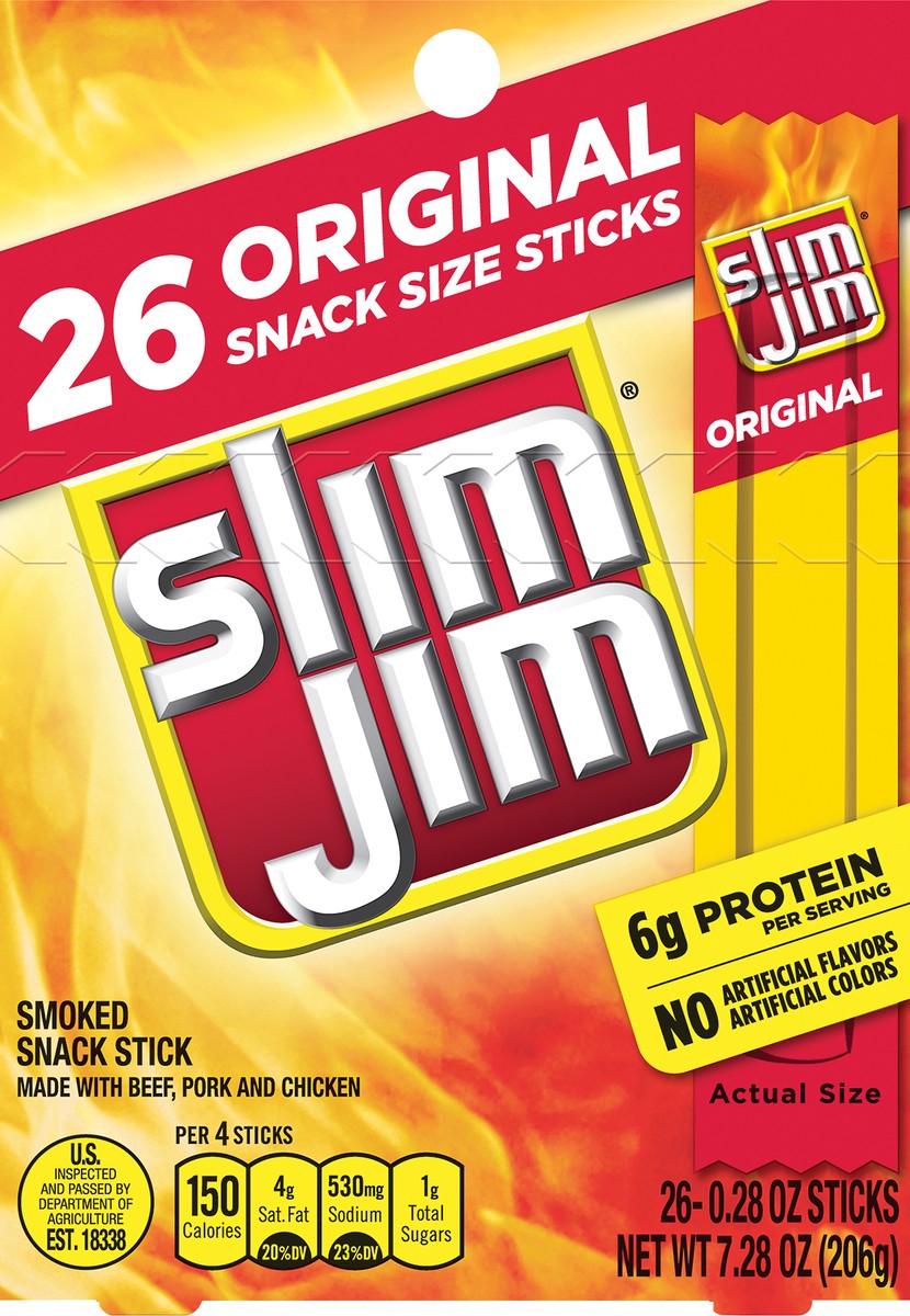 slide 1 of 5, Slim Jim Original Snack Stick 26 ea, 26 ct