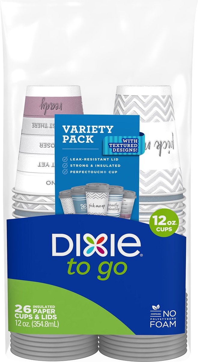 slide 2 of 3, Dixie To Go Cups & Lids, 26 ct; 12 oz
