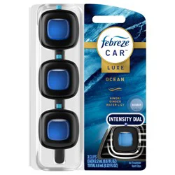 Febreze Car Air Freshener Vent Clip Ocean Scent , 07 oz. Car Vent Clip, Pack of 3 and Stay-Fresh Storage Case